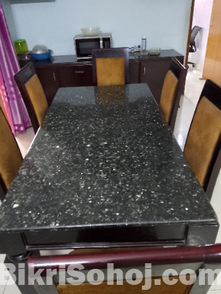 Original Granite Dinning Table with 6 Chair